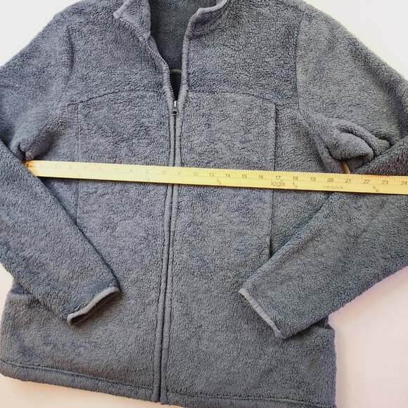 Lands End Jacket Women Large 14-16 Gray Fleece Soft Full Zip Pockets Collar - Picture 3 of 10